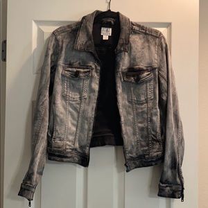 Grey acid wash jean jacket